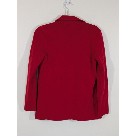 Talbots Red Open Knit Sweater Blazer Size Petite Small Pockets Holidays Career - Picture 7 of 7
